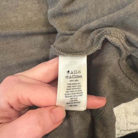 Tahari Cardigan Size S Olive Green 100% Linen  Open Front Hooded - Picture 4 of 6